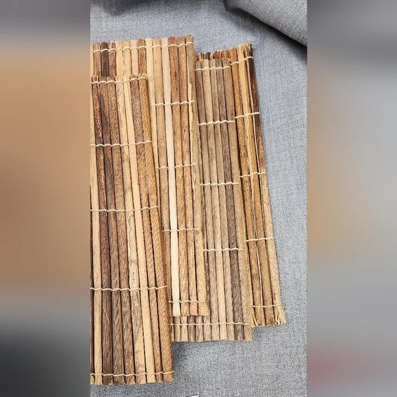 Zanzibar Wood Set of 4 Brown  Placemats. Was Used With A Tiki Set . - Picture 2 of 5